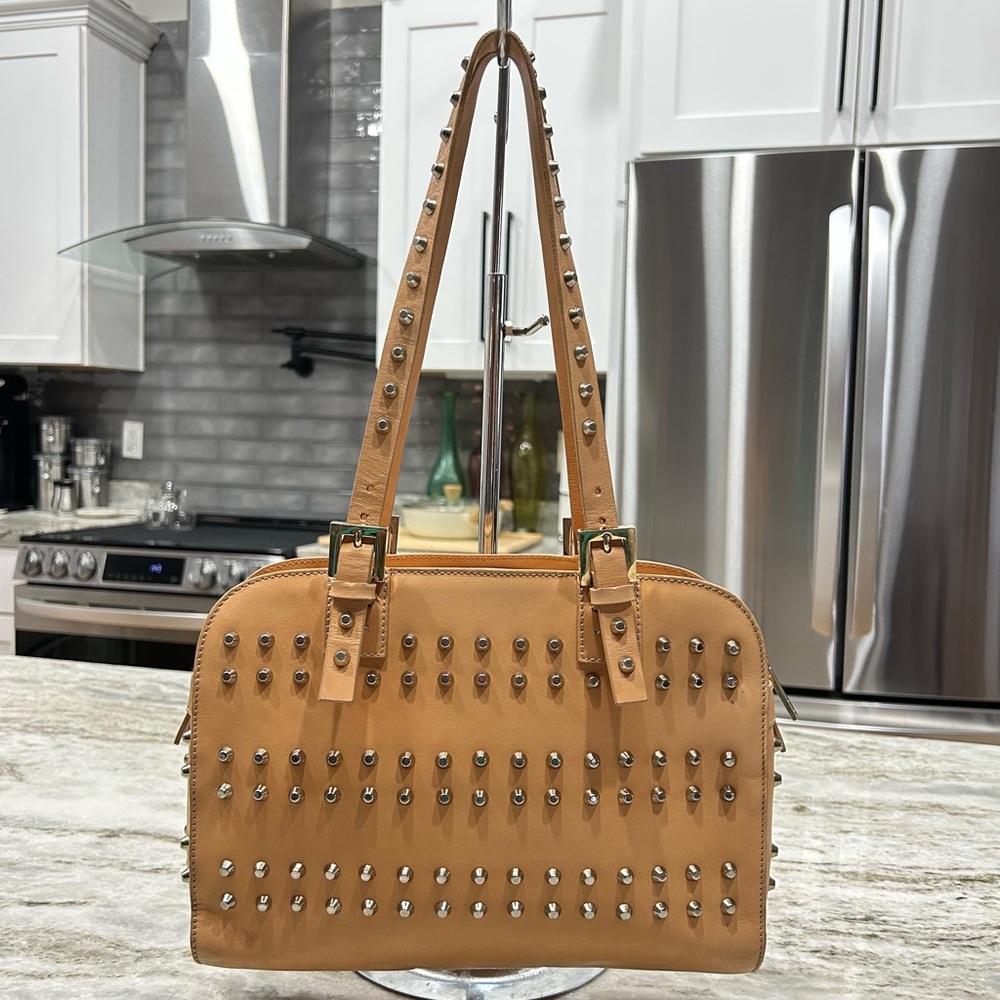 Fendi Authentic Leather Studded Camel shoulder/handbag